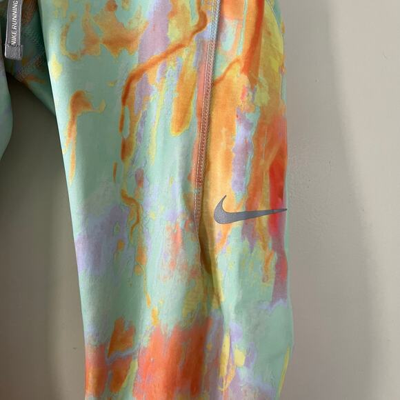 Nike Dri-Fit Epic Luxe Mid Rise 7/8 Pocket Leggings Size M Mint Orange Tie Dye - Picture 4 of 6